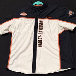 Harley Davidson Staff Work Garage Shirt White Mens XXL