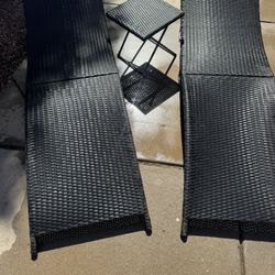 3pc Black Pool Furniture — 2 Loungers / Table 
