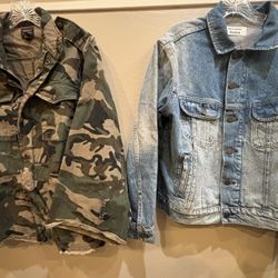 Reformation Jeans Denim Jacket  + Forever 21 Contemporary Camo Lightweight Jacket (both sold together)