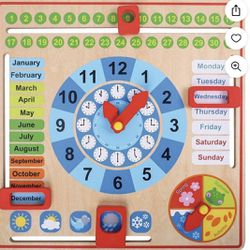 Pidoko Kids All About Today Calendar Board - My First Clock - PreSchool Educational & Learning Wooden Toy | Montessori Graduation Gifts For Toddlers B