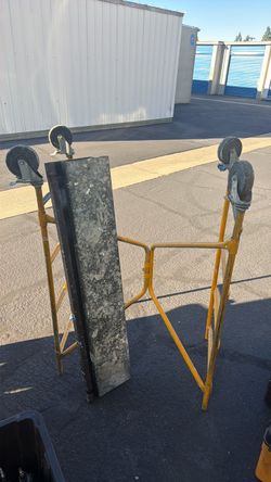 Yellow Metal Scaffold Stands with Casters