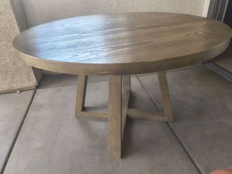 Round Wood Coffee Table Gray-Brown