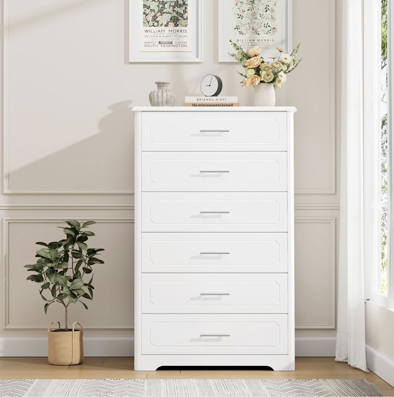 White 6 Drawers Dresser
