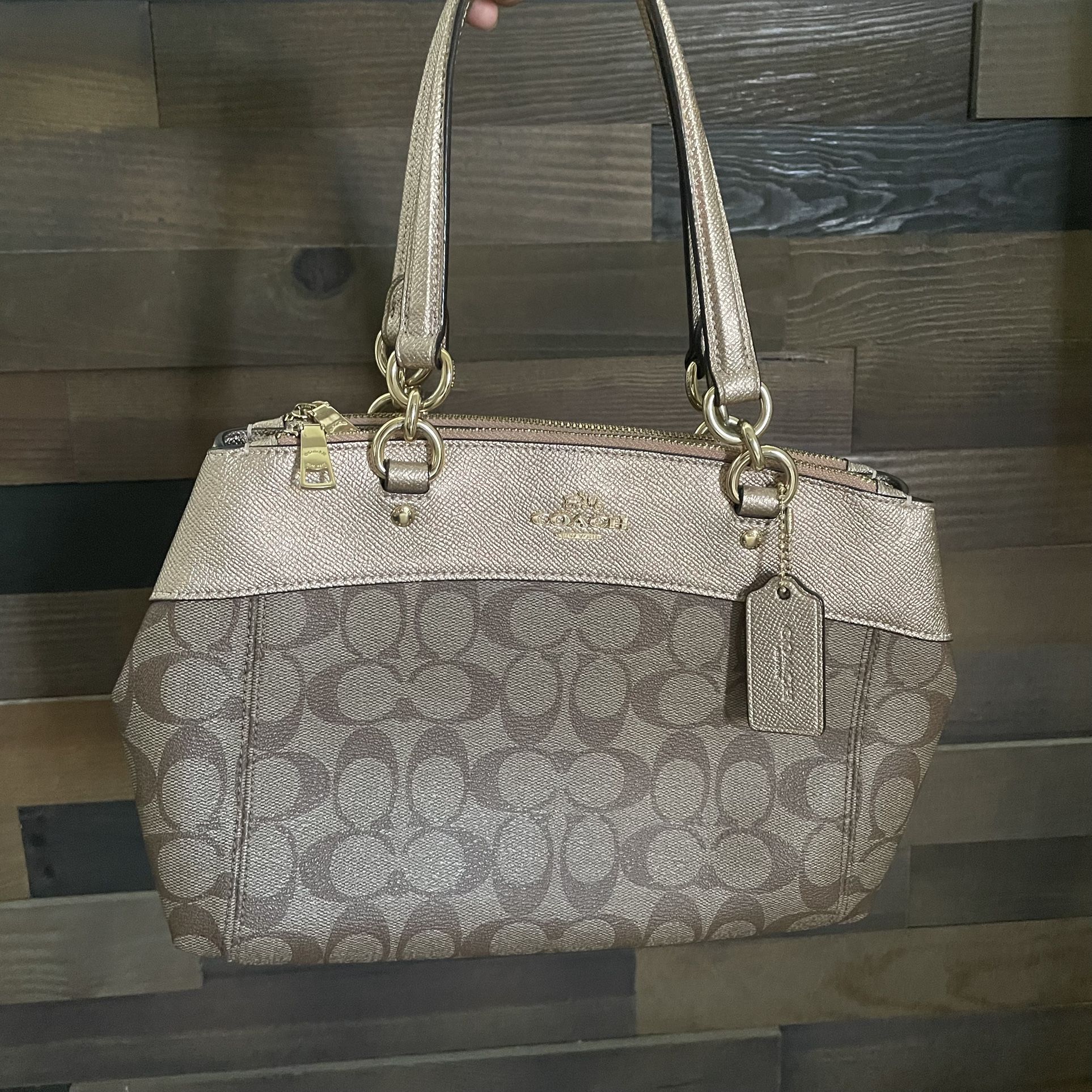 Coach Women's Signature Metallic Trim Mini Brooke Carryall