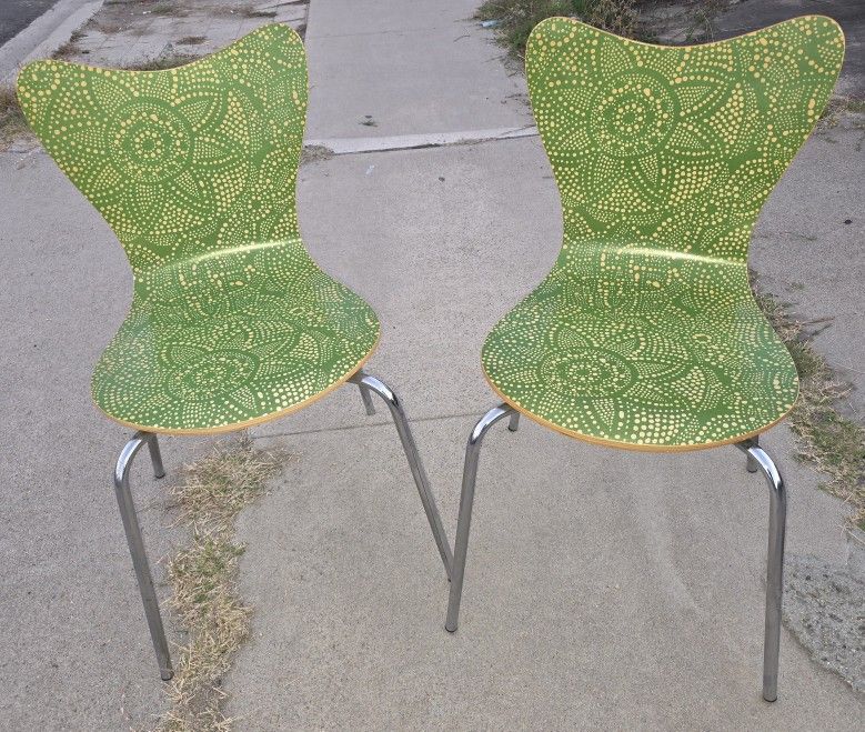 West Elm Dining Chairs Green Set Of 2