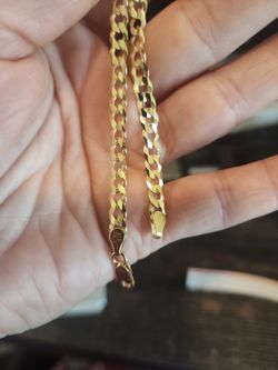 New Cuban link diamond cut 14k Yellow Gold Over ITALIAN STERLING SILVER bracelet 7.5in