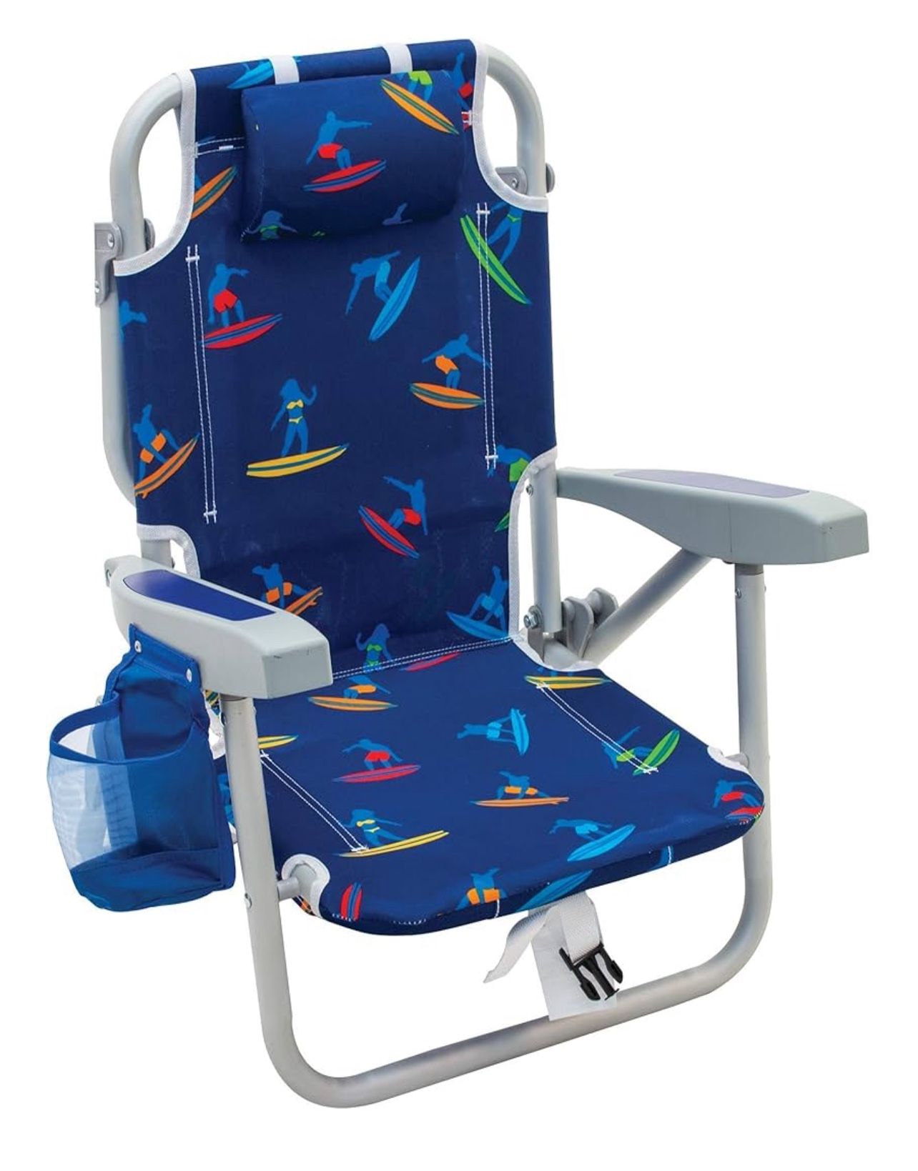 Rio Beach Kid's 5-Position Lay Flat Backpack Folding Beach Chair, Surf Power Surfer