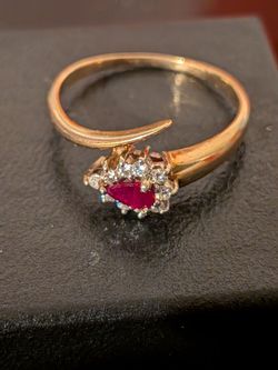 14k Gold ruby and diamond ring