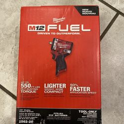 Milwaukee M12 FUEL 3/8" Stubby Impact Wrench 2562-20 New Tool-Only
