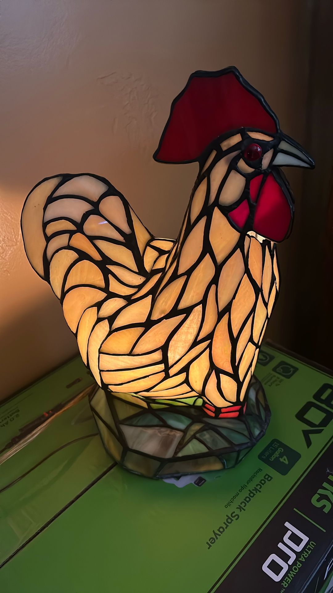 Vintage Stained Glass Rooster