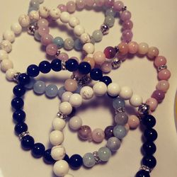 Gemstone bracelets onyx , moonstone , aquamarine, jade, turquoise, kunzite, agate quartz