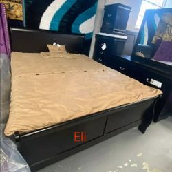 Black Sleigh Bedroom Set, Bed,dresser, Mirror, Nightstand, Chest// Delivery Available 