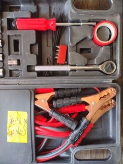 New car emergency cables tools ties tape screwdriver etc
