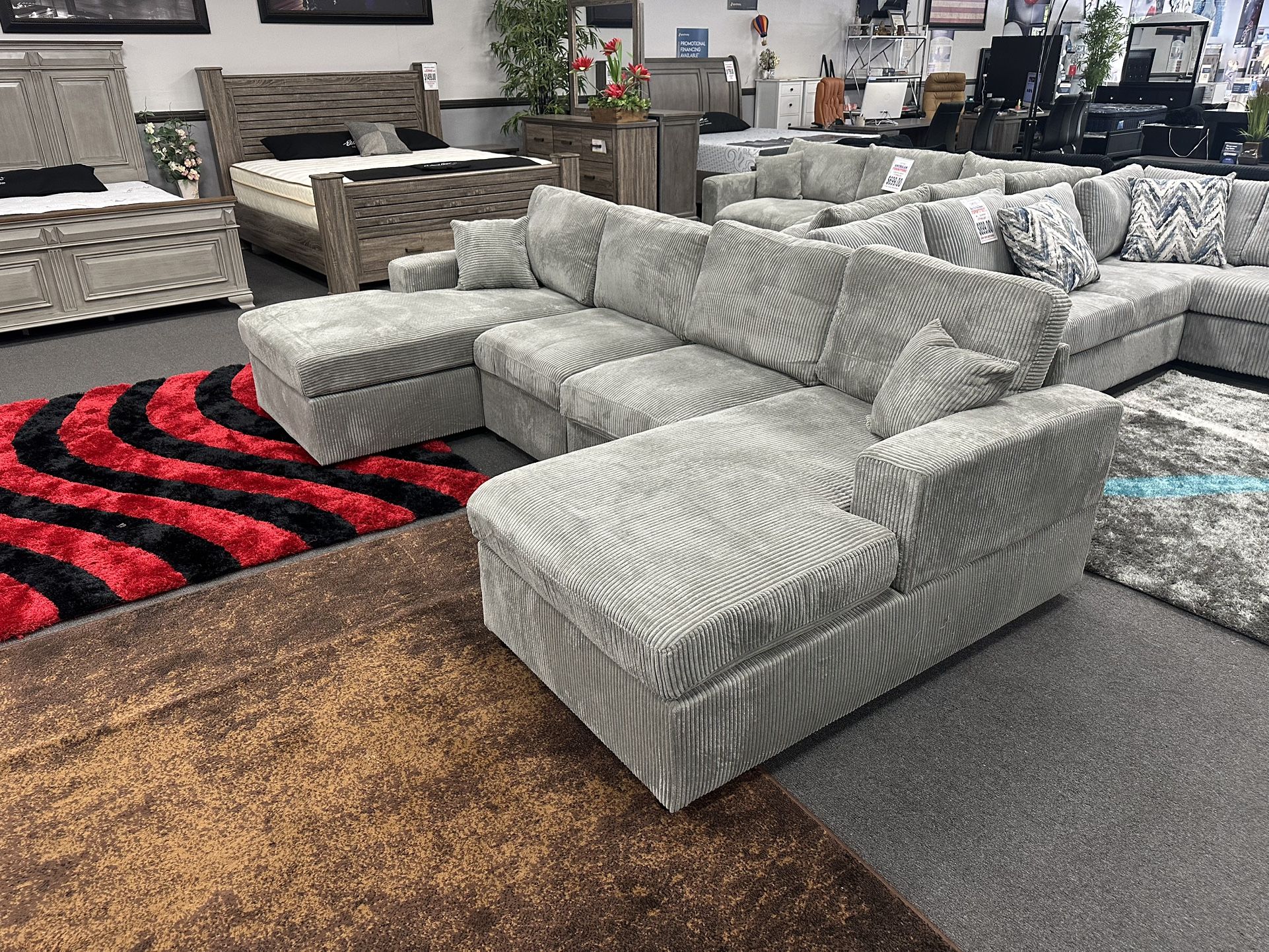 Gray Sofa Double Chaise