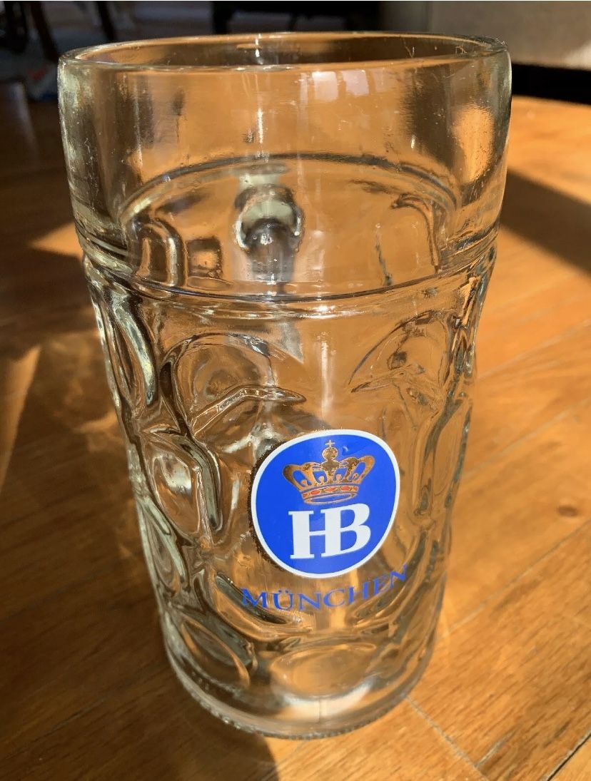 Hofbrahaus munchen 1 liter dimpled glass beer stein