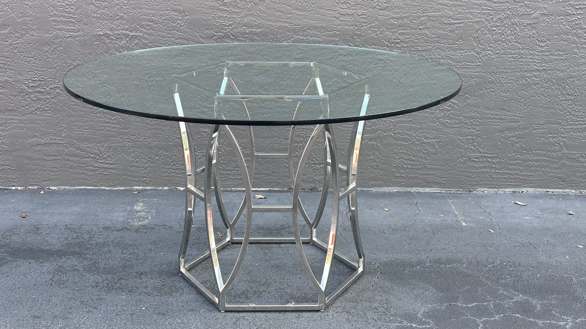 KYRIE MODEL 54” ROUND DINING TABLE W STAINLESS STEEL LEGS (no chair) by SAFAVIEH- delivery is negotiable