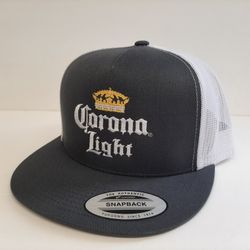 Corona Light Embroidered Yupoong Flat Bill Trucker Mesh Snapback Cap Hat 