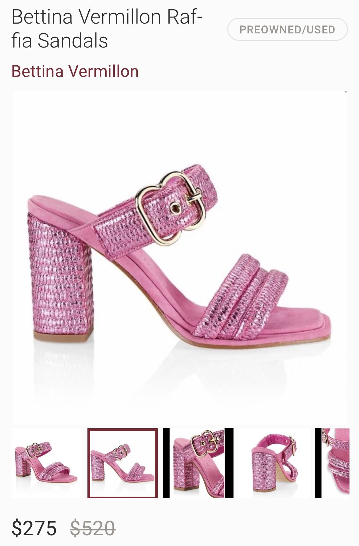 Bettina Vermillion Pink Metallic Raffia