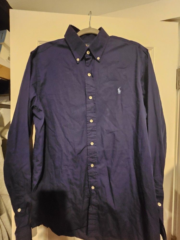Used Polo Ralph Lauren Blue - Long Sleeve Button Up Collared Shirt (Size L)