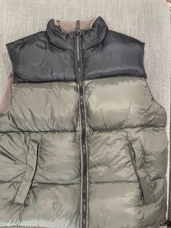Two-Tone Puffer Vest with Sherpa Collar