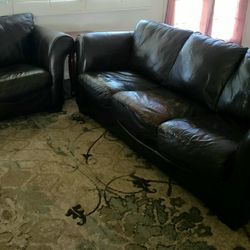 Leather sofa and love seat