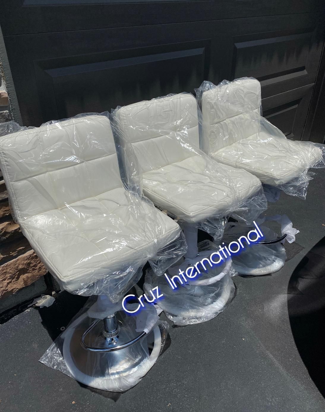 New 3 White Bar Stools