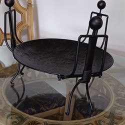 African Wrought Iron Meal / Food Serving Tray / Dish (Black). Never Used! Excellent Condition! 