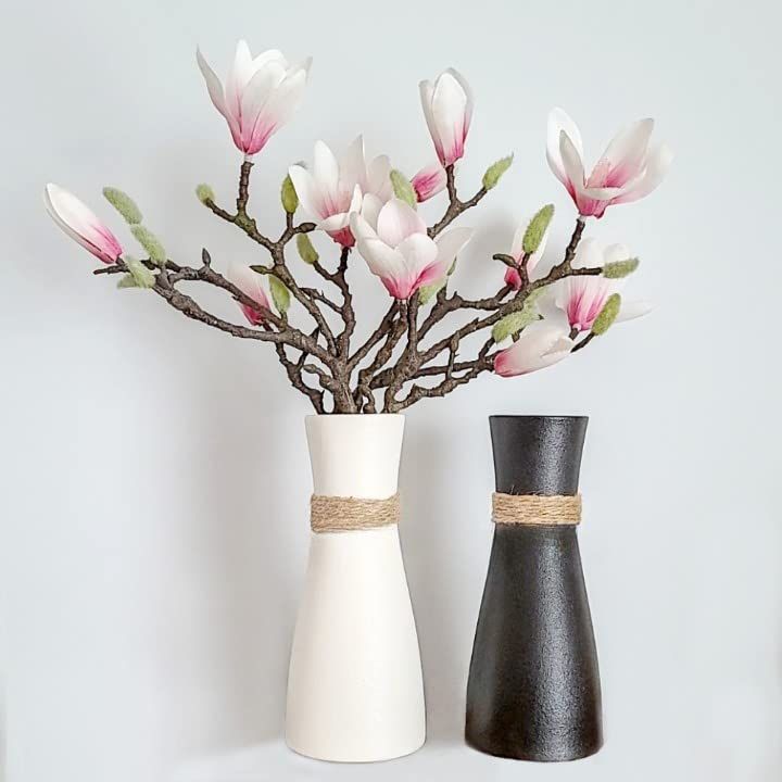 8" Flower Vase Ceramic Vases for Flowers Black Vase White Vase for Decor Boho Vase Rustic Vase Farmhouse Vase Vintage Vase Fall Vase Living Room Decor