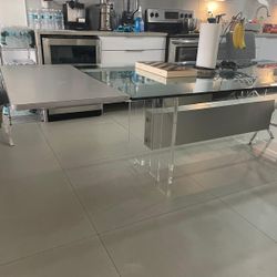 Glass Acrylic Base Dining Table 
