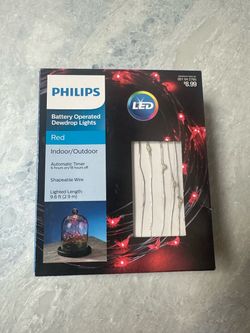 Philips 30ct LED Dewdrop Battery-Operated Shapable Lights in RED Color w Timer