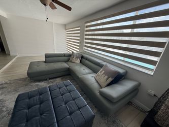 Grey leather sofa