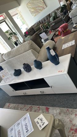 White and grey tv stand