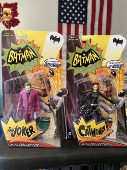 Make An Offer….. Mattel Batman 1966 Classic TV Series The Joker Action Figure And CATWOMAN 6" Action Figure Mattel Batman Classic TV Series Collectibl