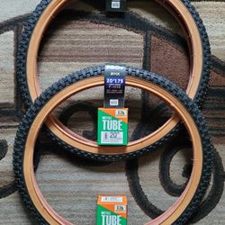 NEW Bicycle Bmx Bike Tires 20" Black Gumwall Knobby Pattern 