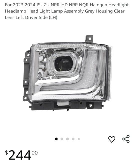 2023-24 Halogen Headlight Headlamp Left