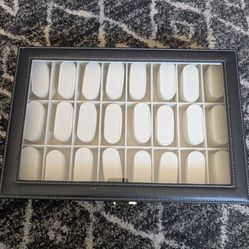 Watch Box 24 slots | Watch Case Display Organizer, Watch Display Case Glass Top for Men Women PU Leather Display Storage Collection Organizer Jewelry 