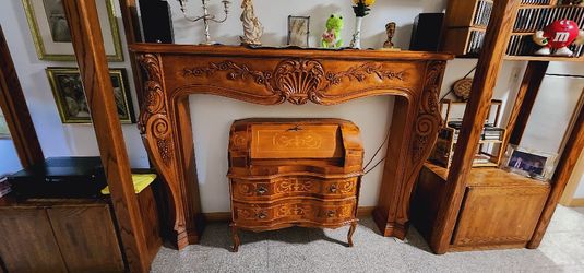 Custum Made, Stained, & Hand Carved MANTEL