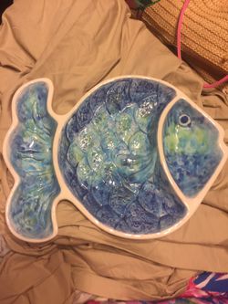 Summer Living Chip Dip Serving Dish Bowl fish