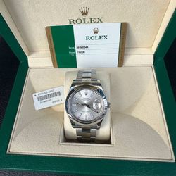 Rolex Datejust 41 41mm stainless steel silver dial box and papers oyster bracelet 116300