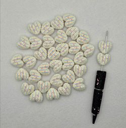 Heart with Bow Acrylic Beads