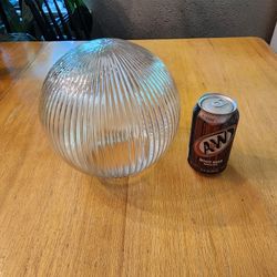 Vintage Home Decor - Large Ribbed Glass Lamp Globe Cover Shade