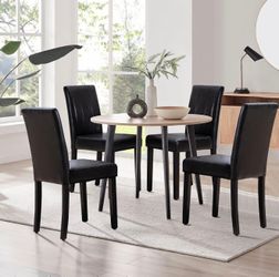 Set of 4- black Leather Dining Chair