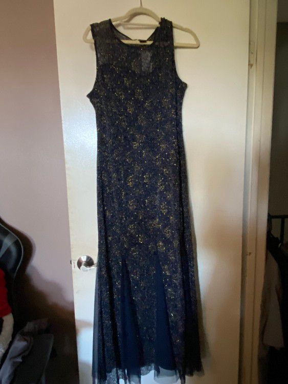 Candalite Navy Blue And Gold Sparkly Xl Dress