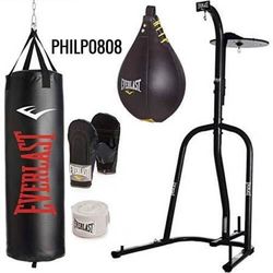 Everlast Dual Station Heavy Bag With Stand And Speed Bag