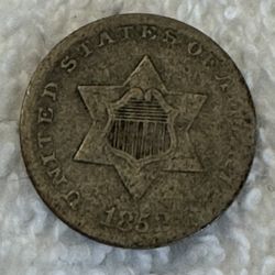 1852 3c Silver Coin (1 Over 1 Inverted)