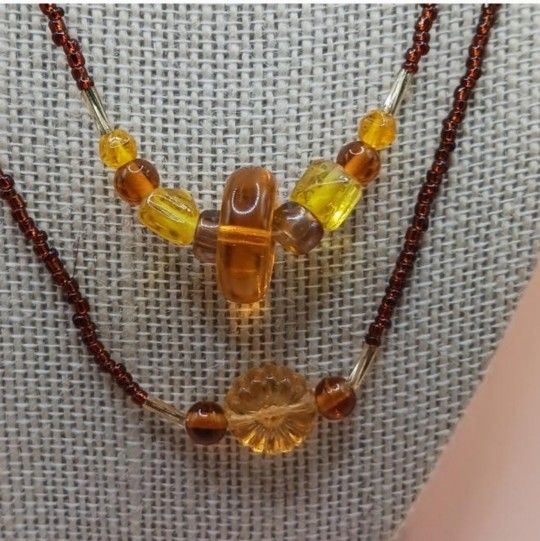 Vintage Amber Beaded Necklace