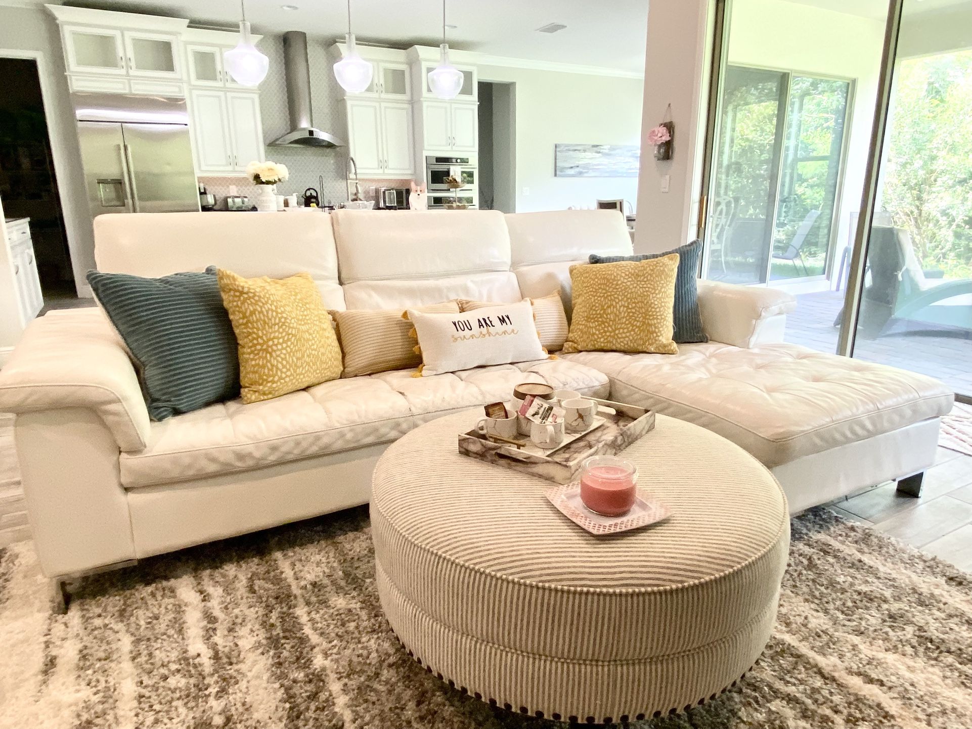 White Leather Sectional