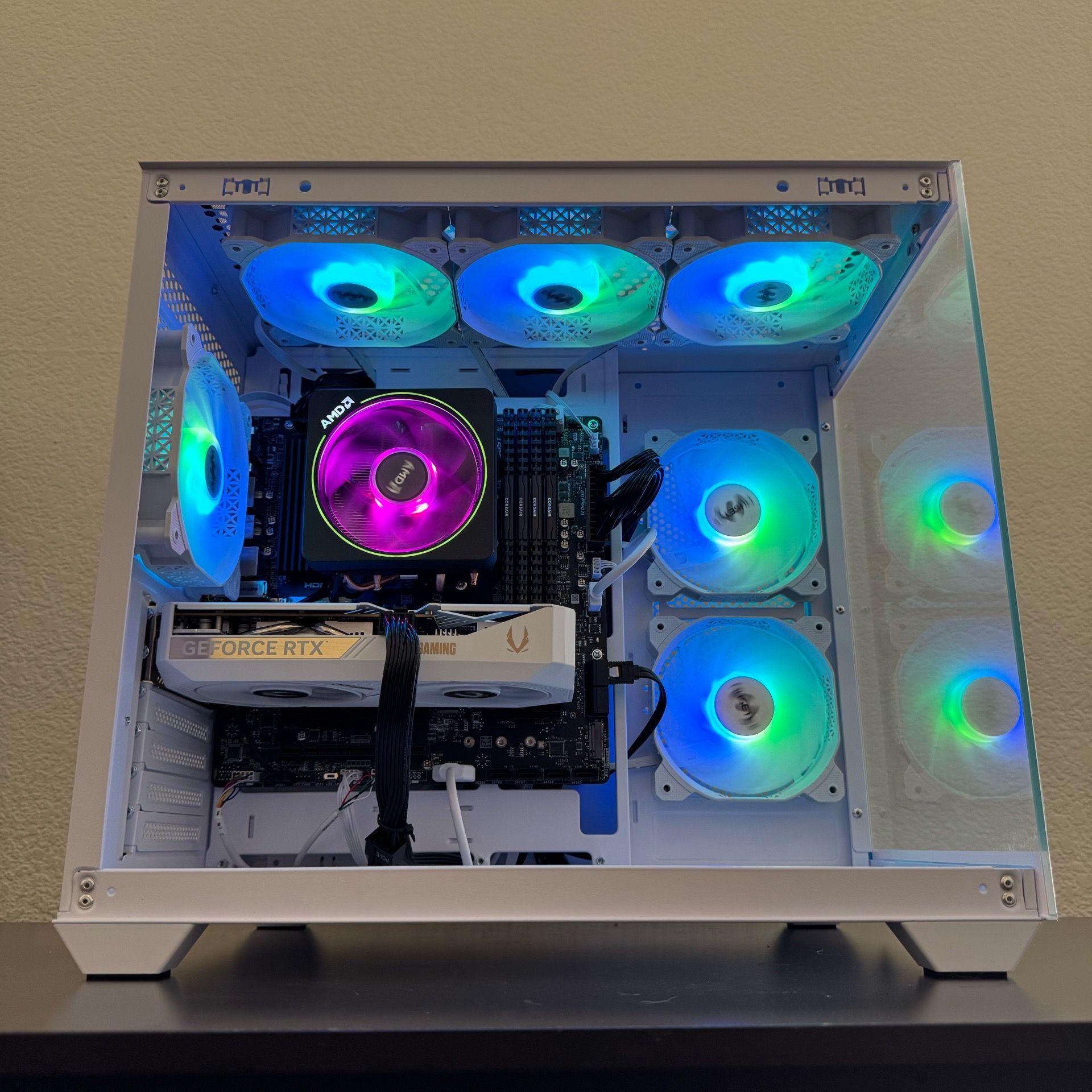 Custom Whiteout Ryzen RTX Gaming PC Computer – RTX 5060, Ryzen 5 5500, 24GB RAM, 1TB NVMe + 4TB HDD