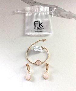 Contemporary Brazilian Rose Quartz *LOVE DROP* Bracelet & Earrings Set
