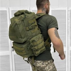 （army green）45L Military Tactical Backpacks Molle Army Assault Pack 3 Day Bug Out Bag Hiking 